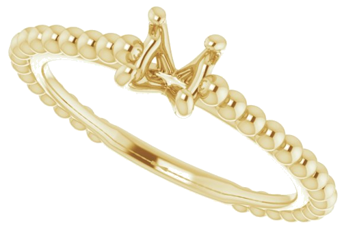 Sužadėtuvių Žiedas „Solitaire Beaded“ 14k yellow gold Round 5.2mm (5)
