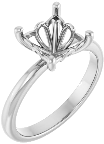 14K X1 White 7 mm Square Solitaire Engagement Ring Mounting (1)