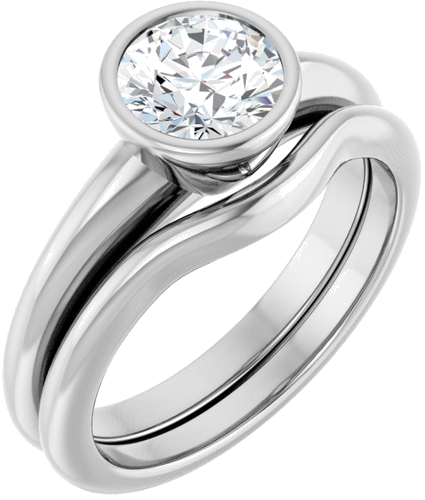Sužadėtuvių Žiedas „Bezel-Set Solitaire“ 14k white gold Round 6.5mm (6)