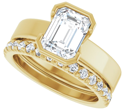 Sužadėtuvių Žiedas „Half-Bezel Solitaire“ 14k yellow gold Emerald 8mm x 6mm (10)