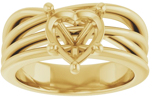 14K Yellow 8x8 mm Heart Solitaire Engagement Ring Mounting (3)