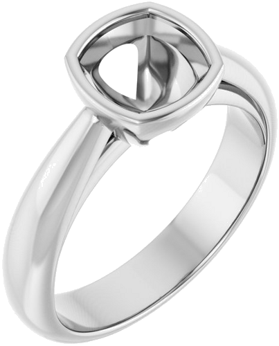 Sužadėtuvių Žiedas „Bezel-Set Solitaire“ 14k white gold Cushion 6.5mm (1)