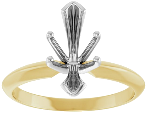 14K Yellow   White 6-Prong 12x5.5 mm Marquise V-End Solitaire Ring Mounting (3)