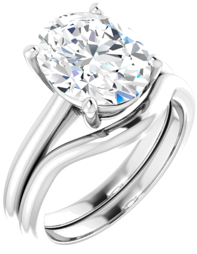 14K White 11x9 mm Oval Solitaire Engagement Ring Mounting (6)