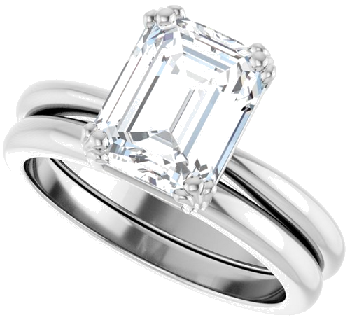 Sužadėtuvių Žiedas „Solitaire“ 14k white gold Emerald 9mm x 7mm (10)
