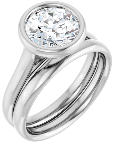 14K White  8 mm Round Solitaire Engagement Ring Mounting (6)