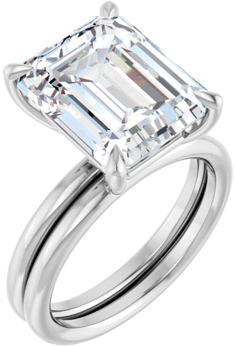 Sužadėtuvių Žiedas „Claw-Prong Solitaire“ 14k white gold Emerald 12mm x 10mm (6)