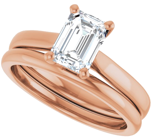 Sužadėtuvių Žiedas „Solitaire“ 585 Rožinis Aukso Emerald 7mm x 5mm (10)