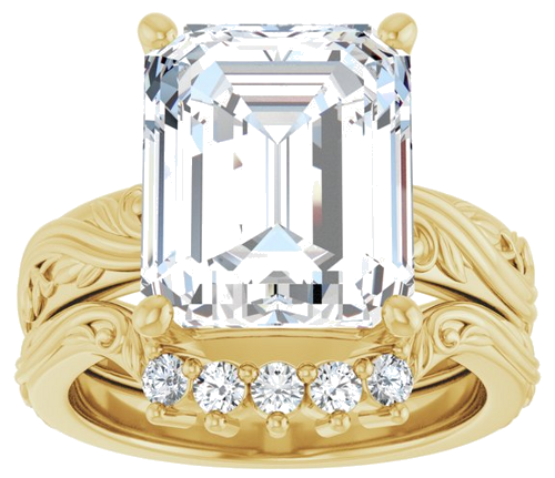 Sužadėtuvių Žiedas „Solitaire Sculptural“ 14k yellow gold Emerald 12mm x 10mm (8)