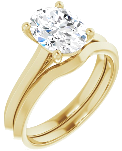 Sužadėtuvių Žiedas „Solitaire“ 585 Geltonojo Aukso Oval 9mm x 7mm (6)