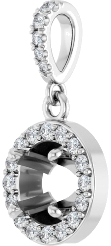 Pakabukas „Halo-Style“ 14k white gold Round 5mm (2)