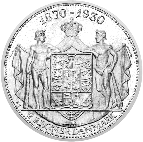 2 Kroner King Christian X Jubilee 1930 Denmark silver coin (2)