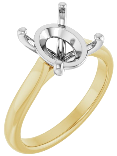 Sužadėtuvių Žiedas 14k yellow/white gold Oval 11mm x 9mm (1)