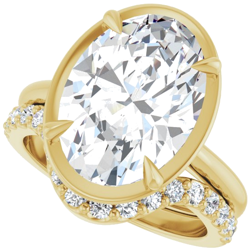 Sužadėtuvių Žiedas „Claw-Prong Solitaire Bezel-Style“ 14k yellow gold Oval 14mm x 10mm (10)