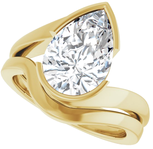Sužadėtuvių Žiedas „Half-Bezel Solitaire“ 14k yellow gold Pear 12mm x 8mm (10)