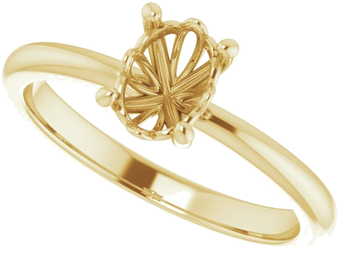 Sužadėtuvių Žiedas „Solitaire“ 585 Geltonojo Aukso Oval 7mm x 5mm (5)