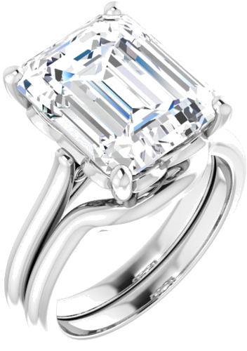 Sužadėtuvių Žiedas „Solitaire“ 950 Platinos Emerald 12mm x 10mm (6)