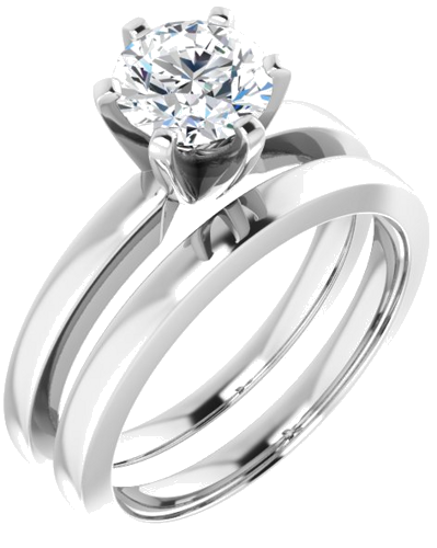 14K White 6.5 mm Round Solitaire Engagement Ring Mounting (6)