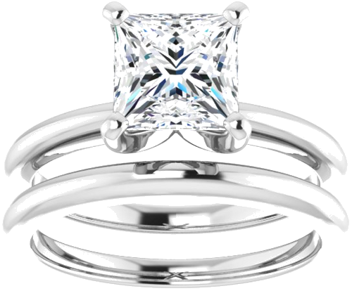 14K White  6.5 mm Square Solitaire Engagement Ring Mounting (8)