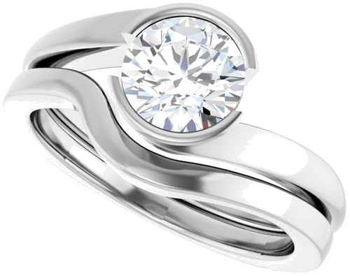 Sužadėtuvių Žiedas „Half-Bezel Solitaire“ 14k white gold Round 6.5mm (10)