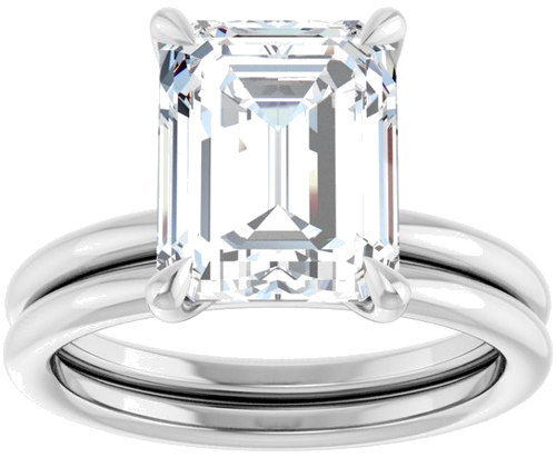 Sužadėtuvių Žiedas „Claw-Prong Solitaire“ 14k white gold Emerald 10mm x 8mm (8)
