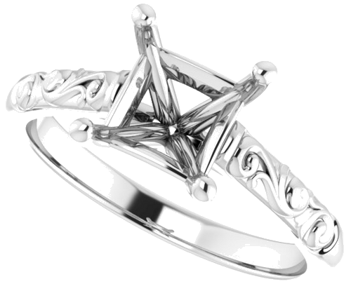 Sužadėtuvių Žiedas „Solitaire“ 14k white gold Square 6mm (5)