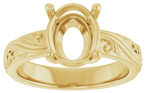 Sužadėtuvių Žiedas „Solitaire Sculptural“ 14k yellow gold Oval 10mm x 8mm (3)