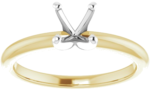 14K Yellow   White  4.5x4.5 mm Square Solitaire Engagement Ring Mounting (3)