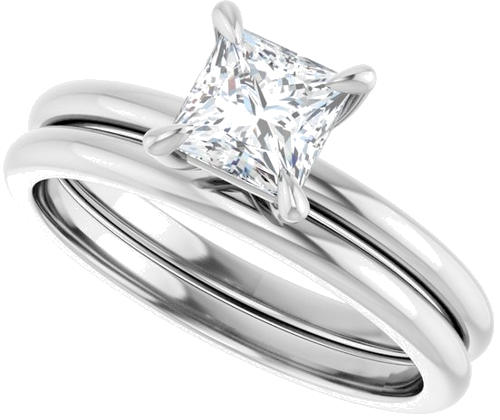 14K White  5x5 mm Square Solitaire Engagement Ring Mounting (10)