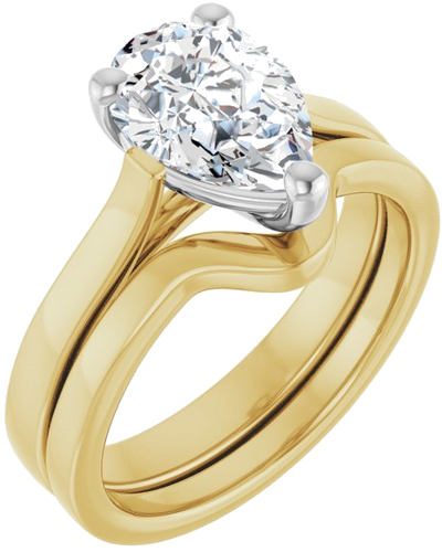 Sužadėtuvių Žiedas 14k yellow/white gold Pear 10mm x 7mm (6)