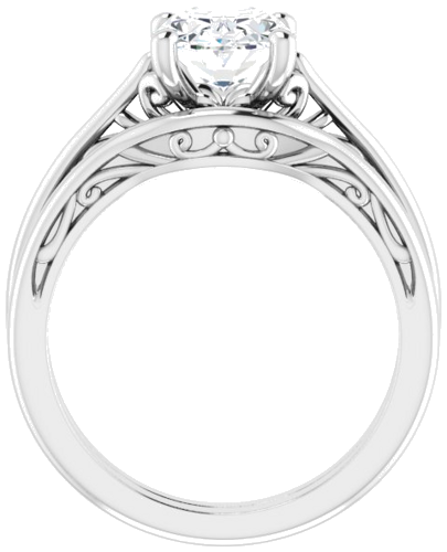 Sužadėtuvių Žiedas „Solitaire“ 585 Baltojo Aukso Oval 9mm x 7mm (7)