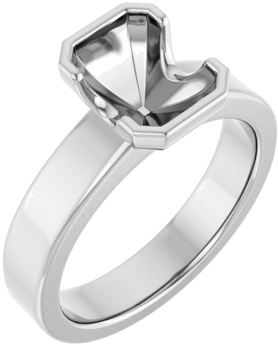Sužadėtuvių Žiedas „Half-Bezel Solitaire“ 14k white gold Emerald 8mm x 6mm (1)
