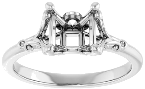 14K White 5.5 mm Square Solitaire Engagement Ring Mounting (3)