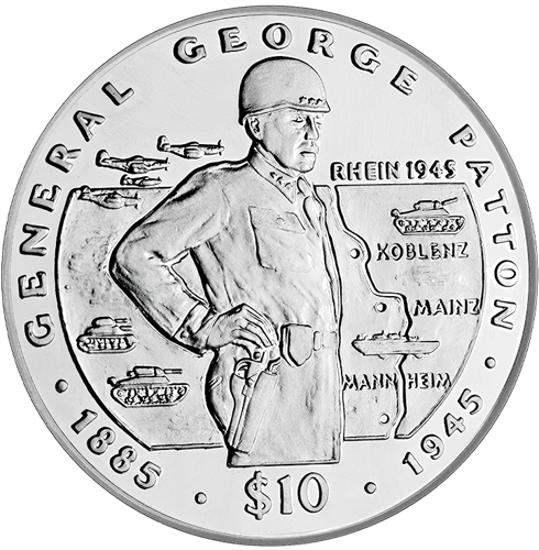 1995 Liberija Generolas Džordžas Patonas sidabrinė moneta (1)