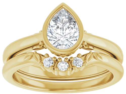 Sužadėtuvių Žiedas „Bezel-Set“ 14k yellow gold Pear 7mm x 5mm (7)