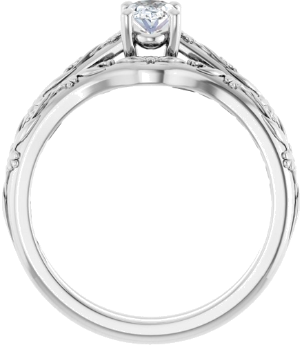 Sužadėtuvių Žiedas „Solitaire“ 14k white gold Oval 6mm x 4mm (7)