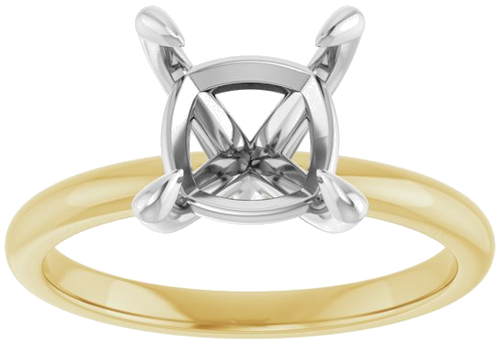 Sužadėtuvių Žiedas „Solitaire“ 585 Baltojo Ir Geltonojo Aukso Cushion 8mm (3)