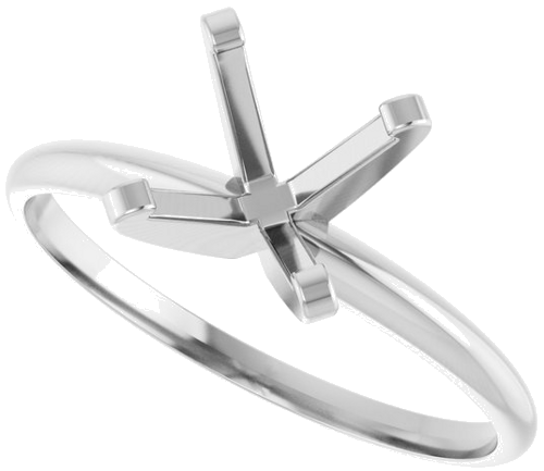 14K White 5.5 x 5.5 mm Square Ultra-Lightweight Solitaire Engagement Ring Mounting (5)