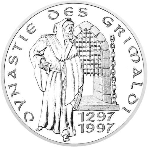 100 Francs Grimaldi Dynasty 1997 Monaco Silver Coin (1)