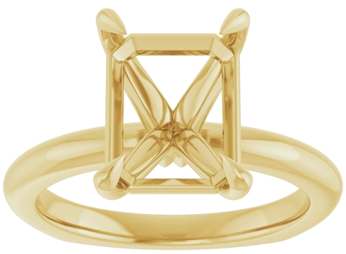 Sužadėtuvių Žiedas „Claw-Prong Euro Shank“ 14k yellow gold Emerald 10mm x 8mm (3)