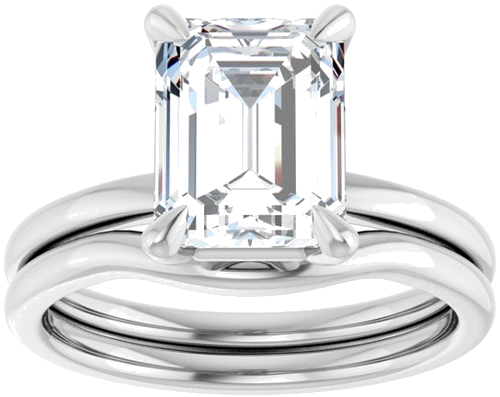 Sužadėtuvių Žiedas 14k white gold Emerald 9mm x 7mm (8)