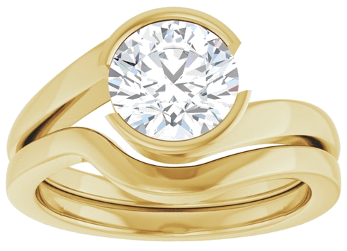 Sužadėtuvių Žiedas „Half-Bezel Solitaire“ 14k yellow gold Round 7.4mm (8)