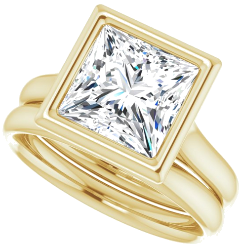 Sužadėtuvių Žiedas „Bezel-Set Solitaire“ 14k yellow gold Square 8mm (10)