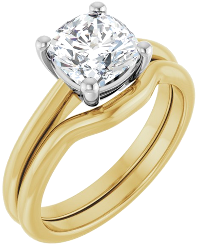 Sužadėtuvių Žiedas „Solitaire“ 585 Baltojo Ir Geltonojo Aukso Cushion 7mm (5)