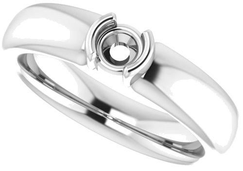 14K White 4.1 mm Round Half Bezel Solitaire Engagement Ring Mounting (5)