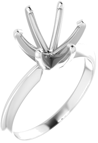 14K White 8.6-9.1 mm Round 6-Prong Solitaire Ring Mounting (1)