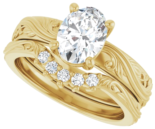 Sužadėtuvių Žiedas „Solitaire Sculptural“ 14k yellow gold Oval 8mm x 6mm (10)
