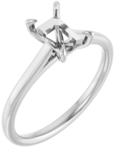 Sužadėtuvių Žiedas „Claw-Prong Solitaire“ 950 Platinos Emerald 7mm x 5mm (1)