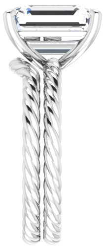 Sužadėtuvių Žiedas „Solitaire Rope“ 14k white gold Emerald 11mm x 9mm (9)