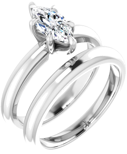 14K White 9x4.5 mm Marquise Solitaire Engagement Ring Mounting (6)